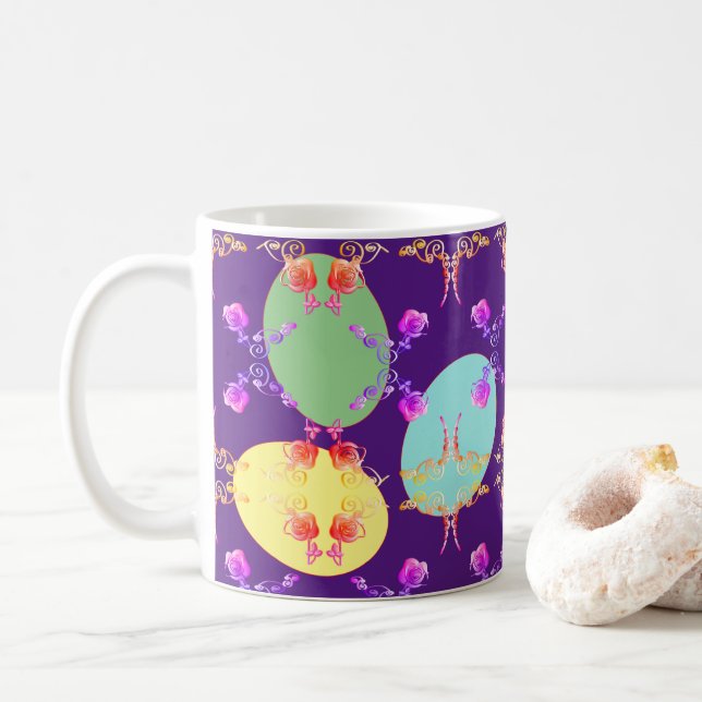 Faberge-like Easter Eggs Coffee Mug (With Donut)