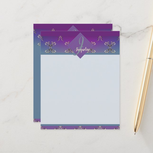 Fabergè-like Monogram Purple Blue Gradient    (Front/Back In Situ)