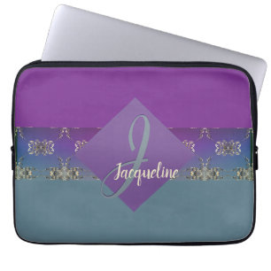 Fabergè-like Monogram Purple Blue Gradient   Laptop Sleeve