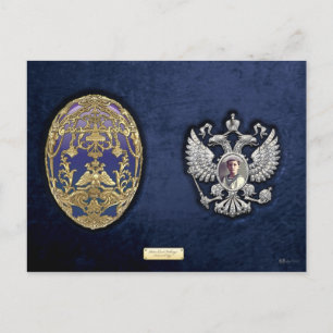 Faberge Tsarevich Egg with Surprise on Blue Velvet Postcard