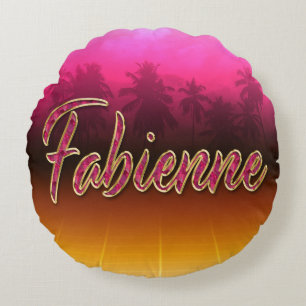 Fabienne Vorname Name golden pink Kissen Round Cushion