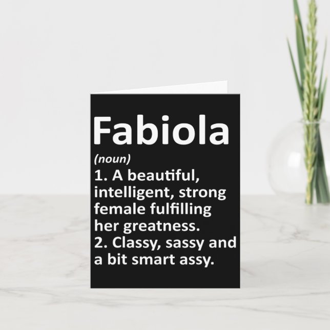 Fabiola Definition Personalised Name Funny Christm Card (Front)
