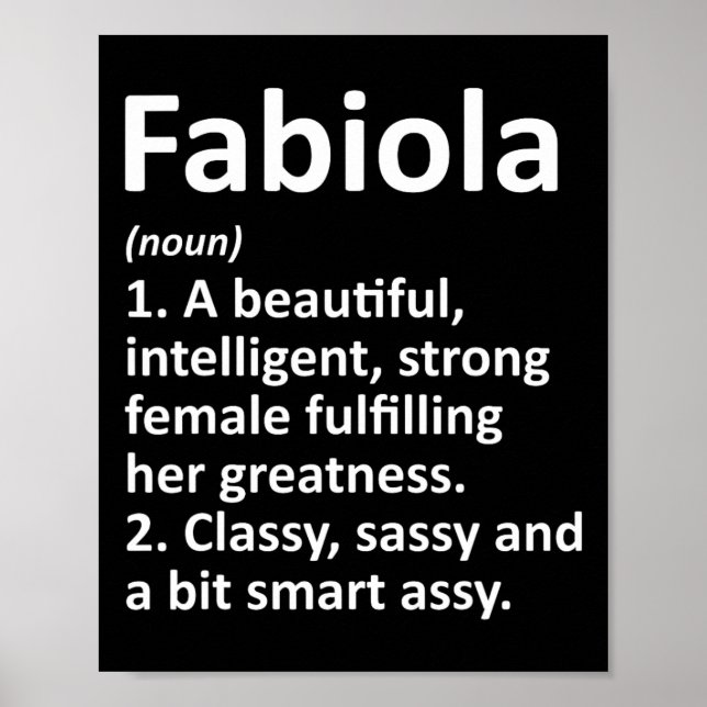 Fabiola Definition Personalised Name Funny Christm Poster (Front)