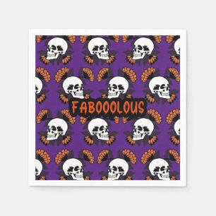 Faboolous Creepy Scary Skulls Halloween Pattern Napkin