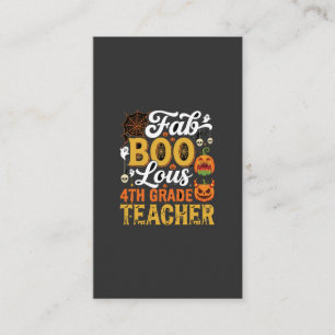 Faboolous Halloween 4th Grade Teacher Business Card
