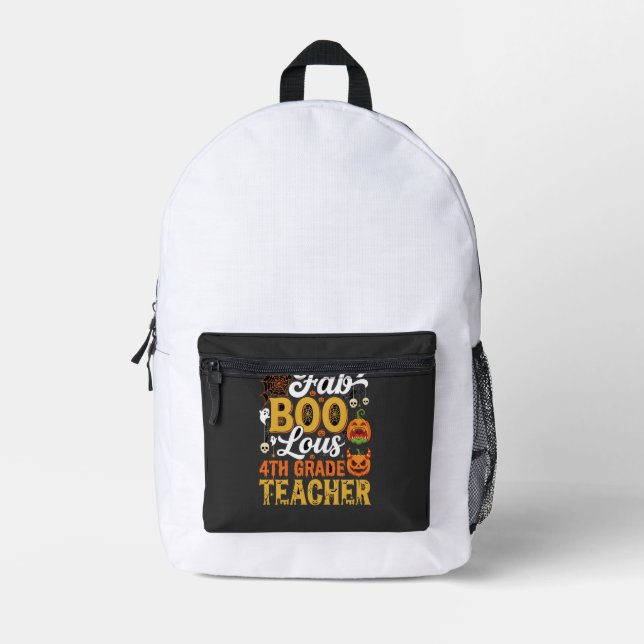 Faboolous Halloween 4th Grade Teacher Printed Backpack (Front)
