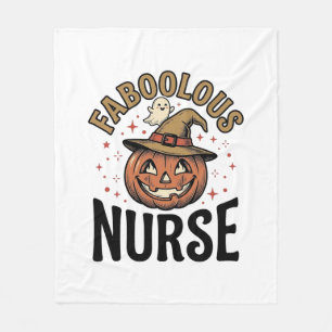 Faboolous Nurse Halloween Pumpkin Vintage Shirt De Fleece Blanket