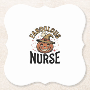Faboolous Nurse Halloween Pumpkin Vintage Shirt De Paper Coaster