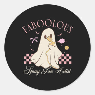 Faboolous Spray Tan Artist Ghost Halloween Coquett Classic Round Sticker