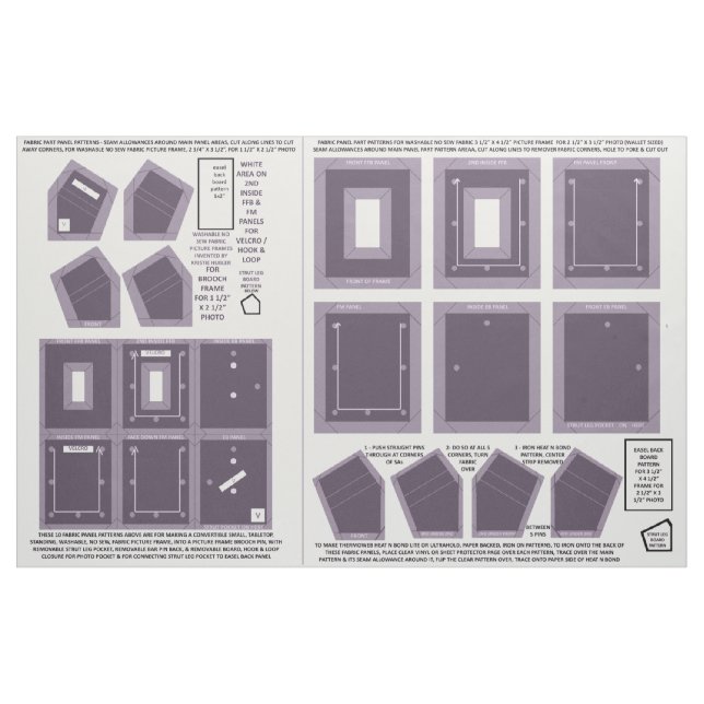 Fabric 2 washable no sew lavender photo frames (Fat Quarter)