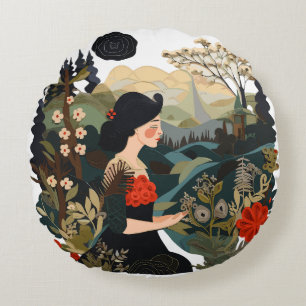 Fabric and Creativity Round Cushion