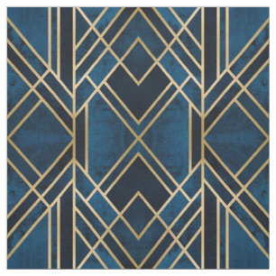 Fabric - Art Deco Blue & Gold Mirrored