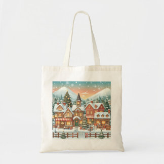 Fabric Bag with Christmas Landscape