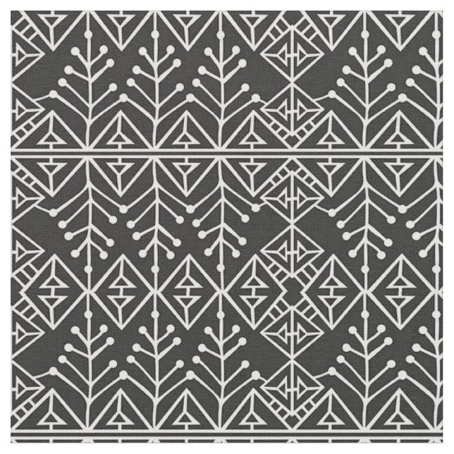 Fabric - Black & White Aztec Pattern (Close Up)