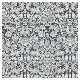 Fabric- Blue and White Art Nouveau Pattern Fabric