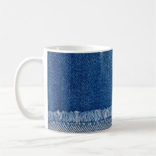 Fabric Blue Jeans Background, Denim texture Coffee Mug