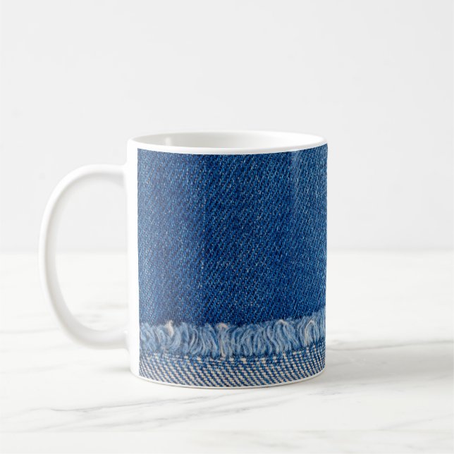 Fabric Blue Jeans Background, Denim texture Coffee Mug (Left)