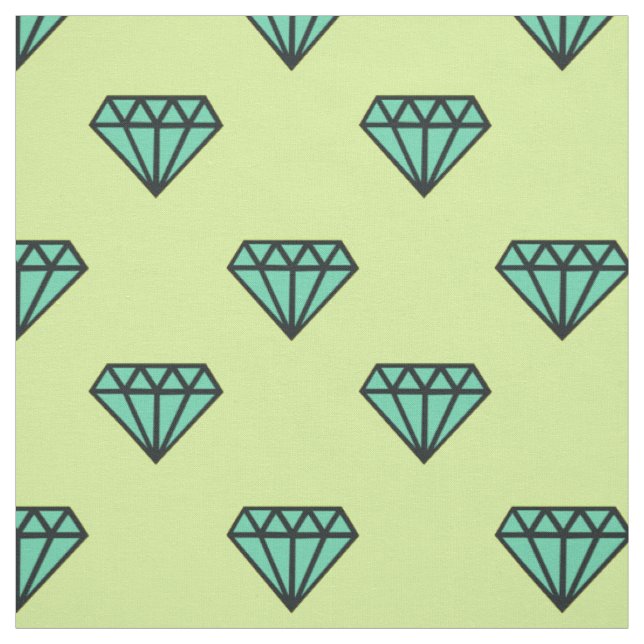 Fabric: Blue, mint diamond pattern Fabric (Swatch)
