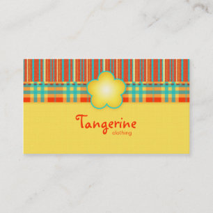 Fabric Business Card Plaid Stripes Yellow