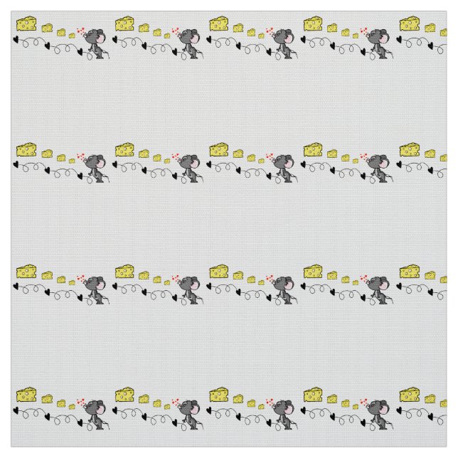 Fabric Cheesy Mousey Red Hearts Kisses  (Swatch)