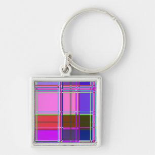 Fabric Cloth Colours Squares Key Ring