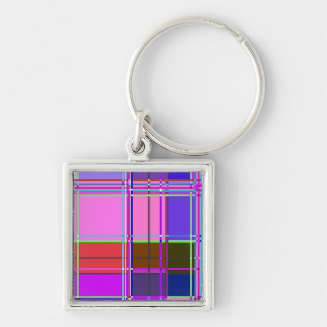 Fabric Cloth Colours Squares Key Ring (Front)