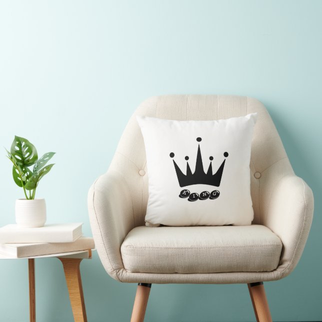 Fabric Cotton King Text with Black Colour Crown Cushion (Chair)