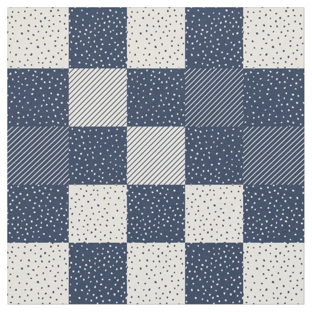 Fabric - Crazy Buffalo Check in Blue and Cream (Close Up)