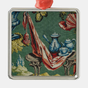 Fabric depicting a chocolate pot and a teapot metal tree decoration