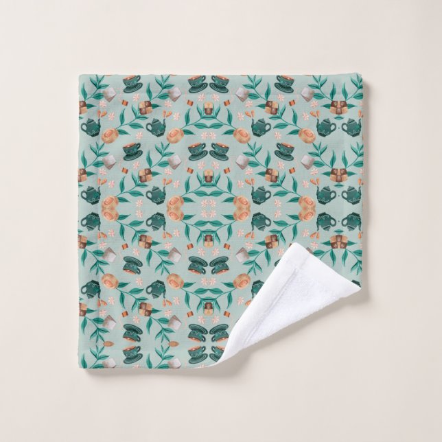 Fabric design featuring green wash cloth (Wash Cloth)