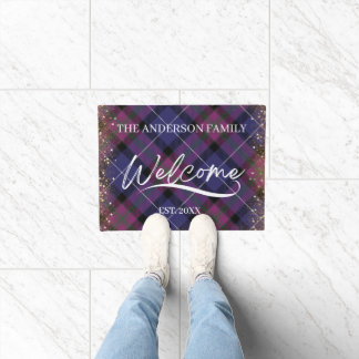 fabric diagonal texture and gold foil Welcome Doormat