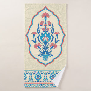 Fabric floral seamless pattern in ethnic style bath towel