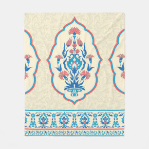 Fabric floral seamless pattern in ethnic style fleece blanket