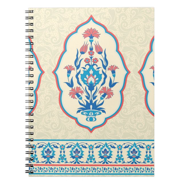 Fabric floral seamless pattern in ethnic style notebook (Front)