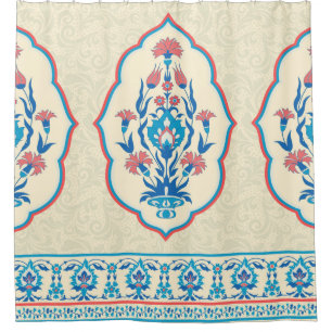 Fabric floral seamless pattern in ethnic style shower curtain