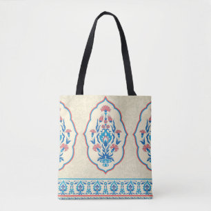 Fabric floral seamless pattern in ethnic style tote bag