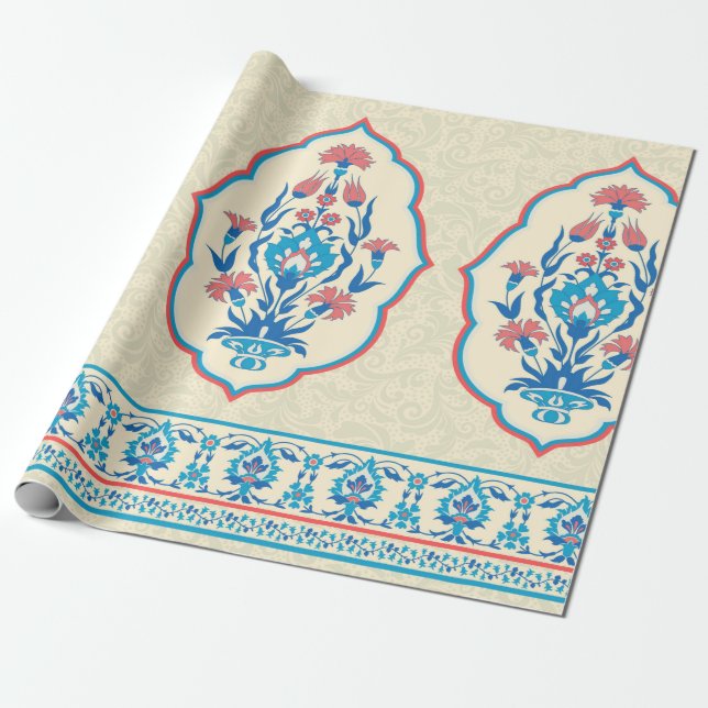 Fabric floral seamless pattern in ethnic style wrapping paper (Unrolled)