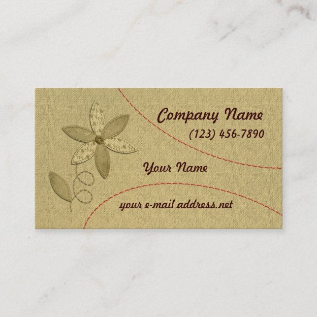 Fabric Flower Stitching Business Card (Front)