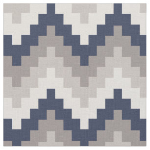 Fabric Geometric Chevron Pattern Azul and Gray
