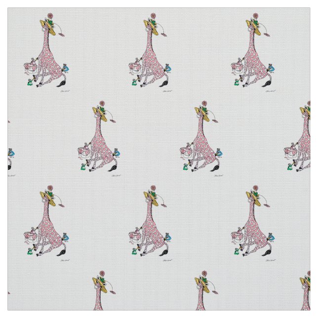 Fabric Giraffe Painted Pink (Swatch)