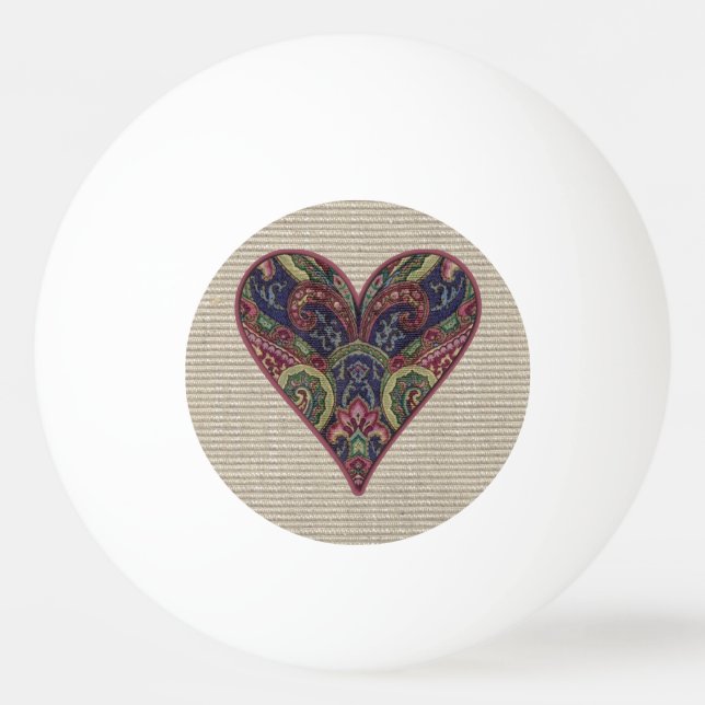 Fabric Heart Collage Ping Pong Ball (Back)