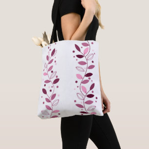Fabric in Decorative Vine Stripes (Pink) Tote Bag