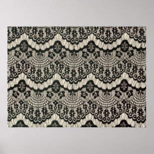 Fabric lace openwork. Fabric lace floral ornament Poster