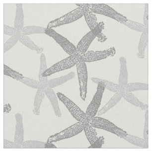 fabric Nautical starfish abstract grey white