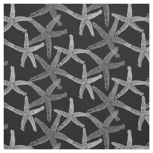 fabric Nautical starfish abstract grey white black (Swatch)