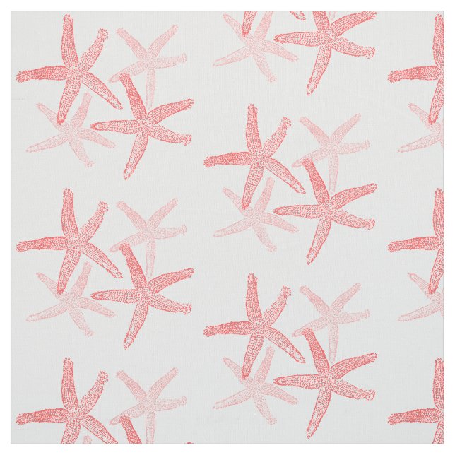 fabric Nautical starfish beach red pink (Swatch)