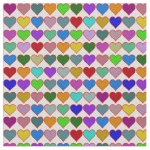 fabric of colourful hearts pattern