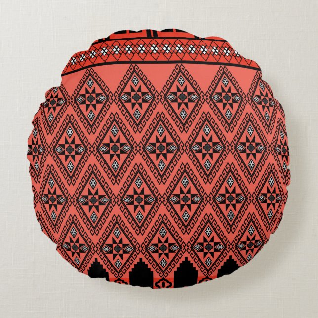 Fabric patterns: blue background decoration. round cushion (Front)