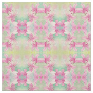 Fabric - Pink Watercolor Lilies