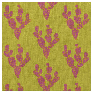 Fabric: Pink & Yellow Cacti Natural Linen Fabric